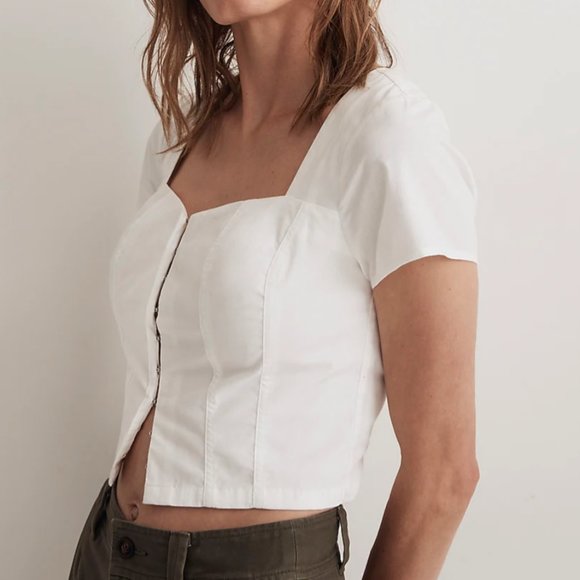 Abercrombie & Fitch Tops - 🏷 *NWT*  White Abercrombie Hook Eye Bustier Top - Size L, Versatile Elegance! ⚪